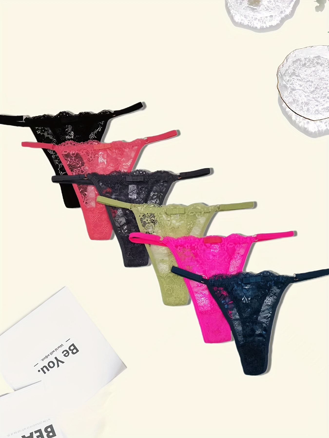 Floral Lace Transparent Panties Breathable Mesh Bow Thong - Temu Canada
