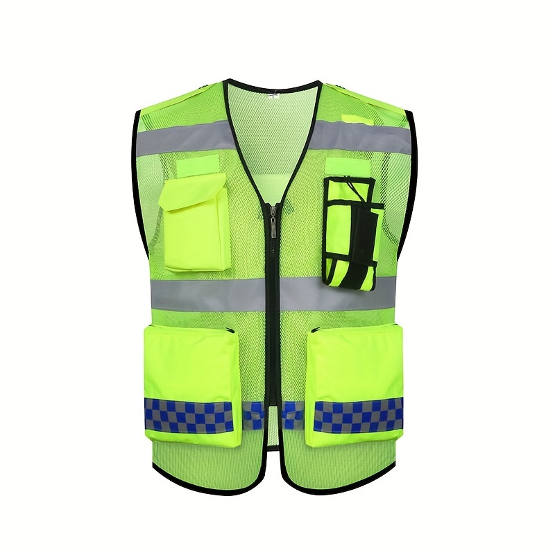 High Visibility Reflective Safety Vest Zippered Work Clothes - Temu