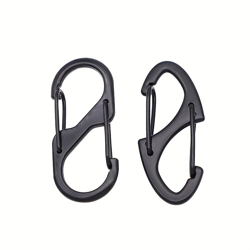 10pcs Stainless Steel S Type Carabiner Keychain Hooks With Lock