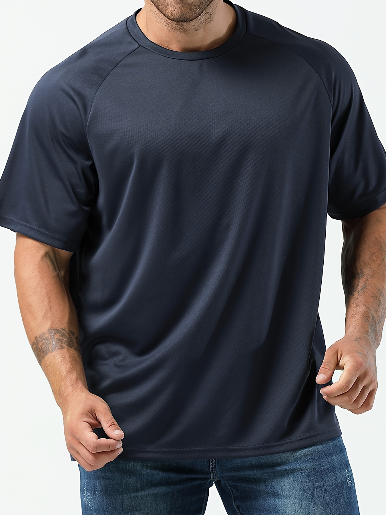 Plus Size Men's Solid Color Short sleeve Crew Neck Tees - Temu