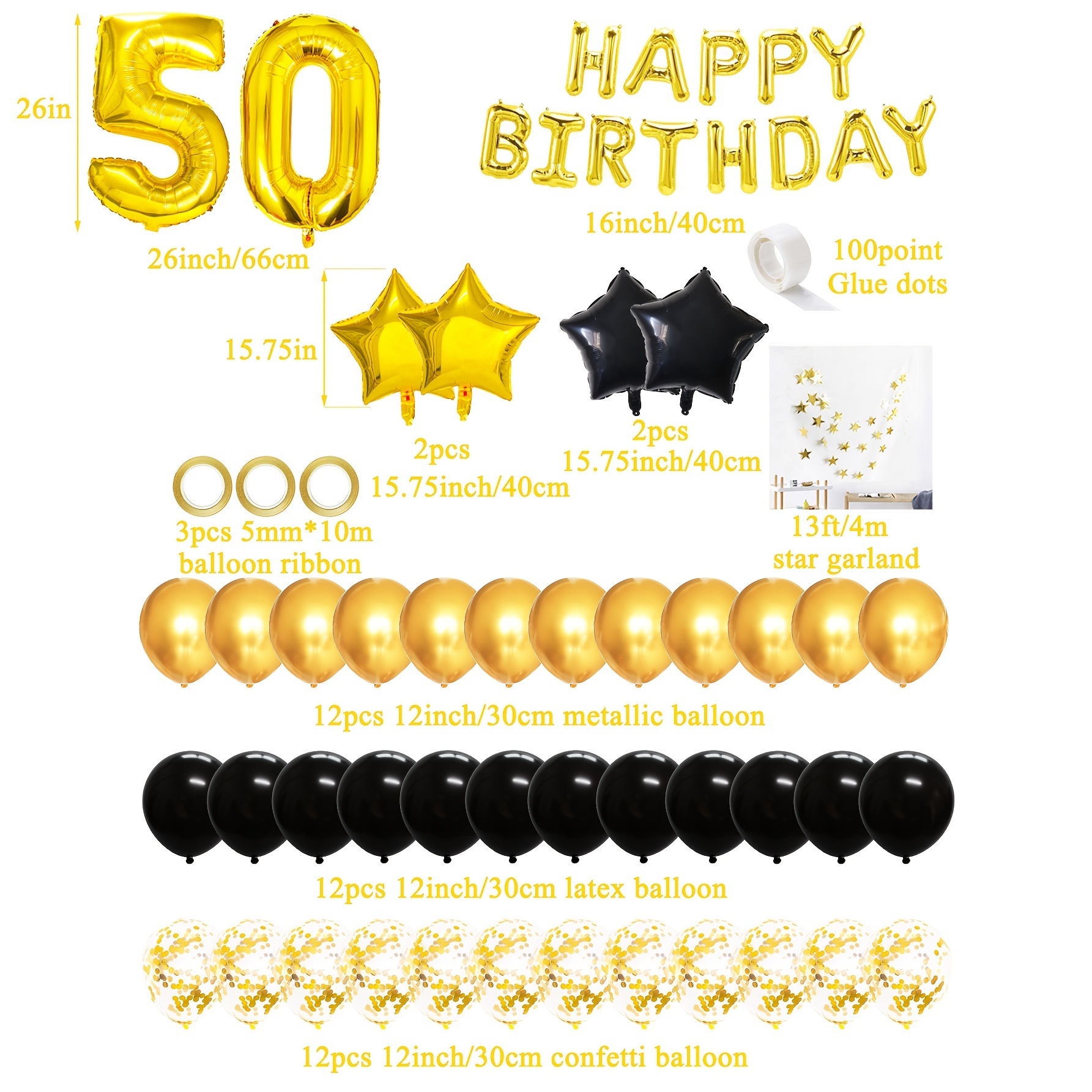 Black Gold Balloon Set Happy Birthday 40 Years Balloons 40 years