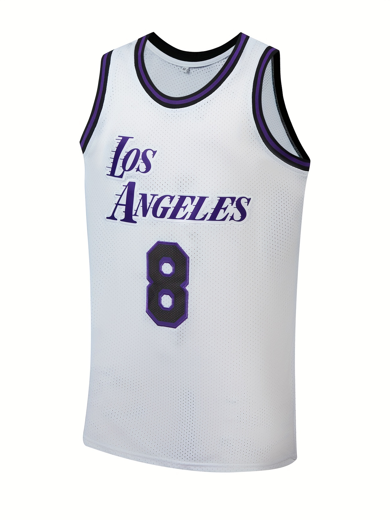 Temu Men's The City of Angels #8 24 Embroidered Basketball Jersey, Active Slightly Stretch Sports Uniform, Sleeveless Basketball Shirt for Training