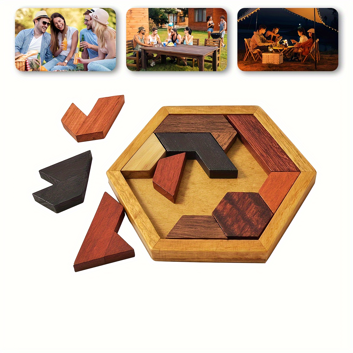 Hexagon 10 Wood Puzzle for Kids 