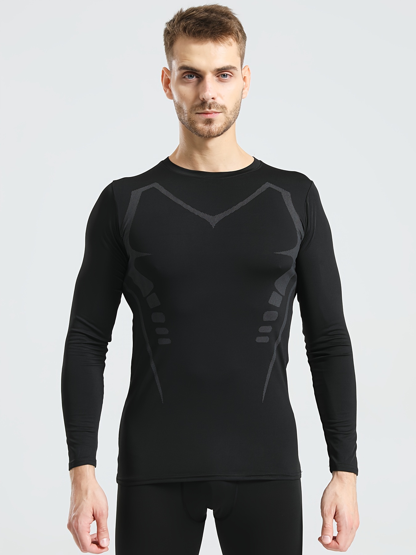 Thermal Compression Solid Shirts Men Long Sleeve Athletic - Temu