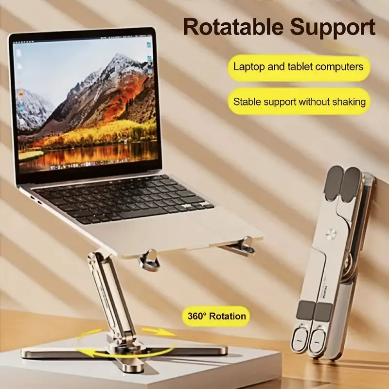 Supporto Per Laptop Regolabile Con Base Girevole A 360°, Riser Per