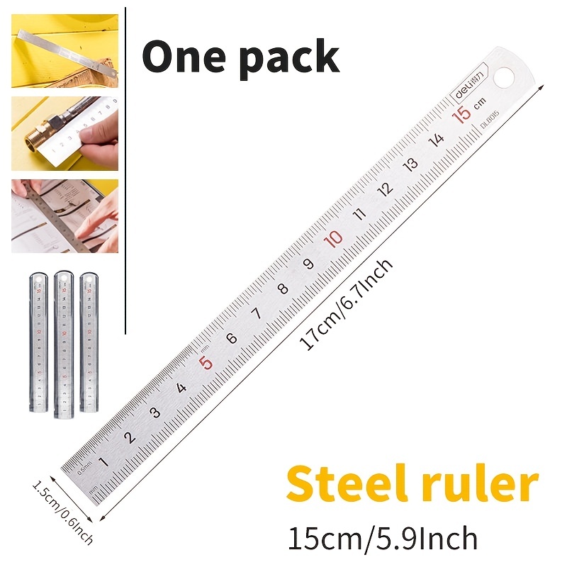 Stainless Steel Metal Straight Ruler – Double-Sided With Inch & Centimeter Markings, 6/8/12 Inch Sizes, Etched & Painted Scale, Flexible For Woodworking, Drafting, Classroom