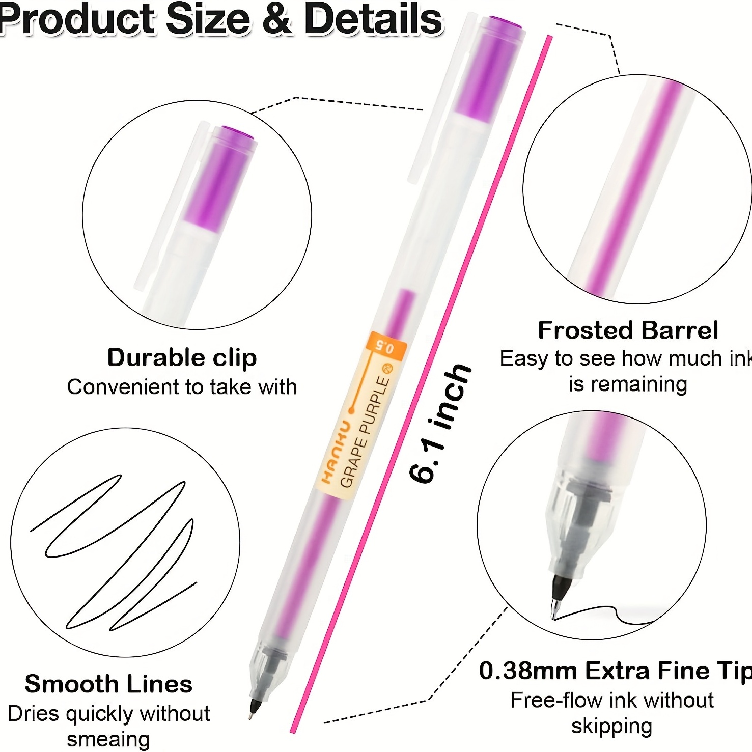 12 Color Gel Pens - 0.5mm Fine Point - Perfect For Office & School