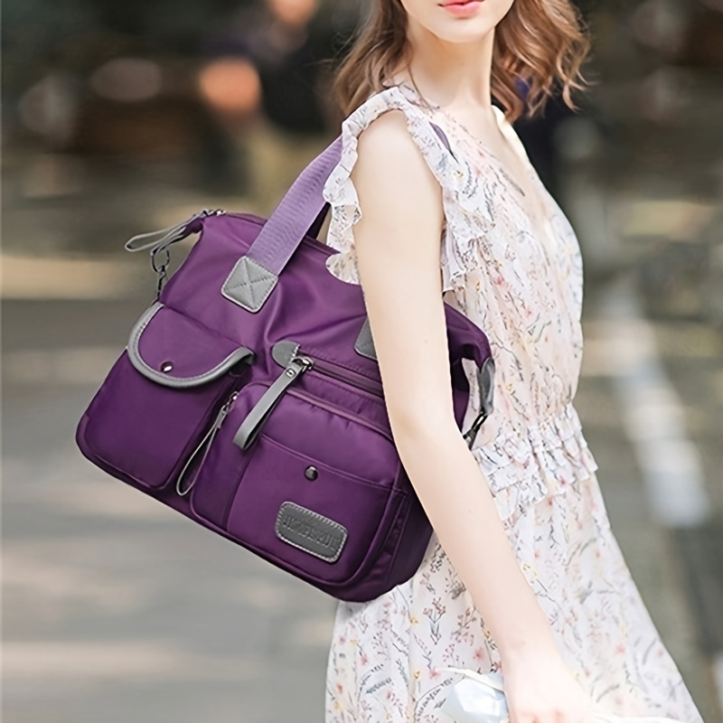 Front Zipper Multi-Pocket Shoulder Bag Handbag Large Capacity Travel Bag