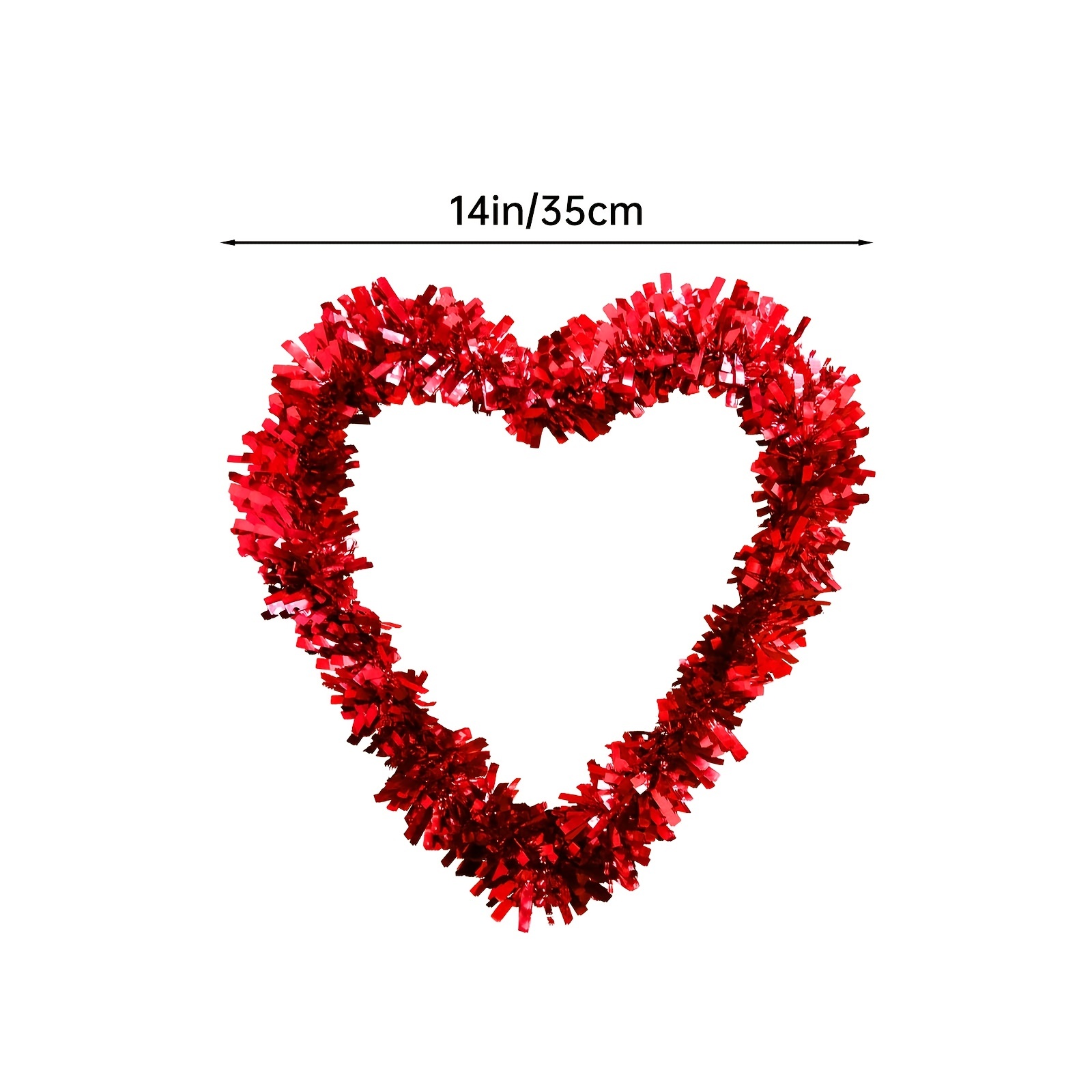 Valentine Heart Shaped Wreaths Red Tinsel Heart Shaped - Temu