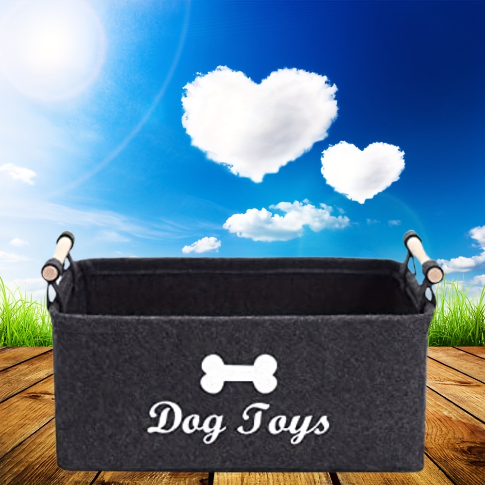 Personalized Dog Toy Basket Pet Supplies Storage Basket w/ Handle