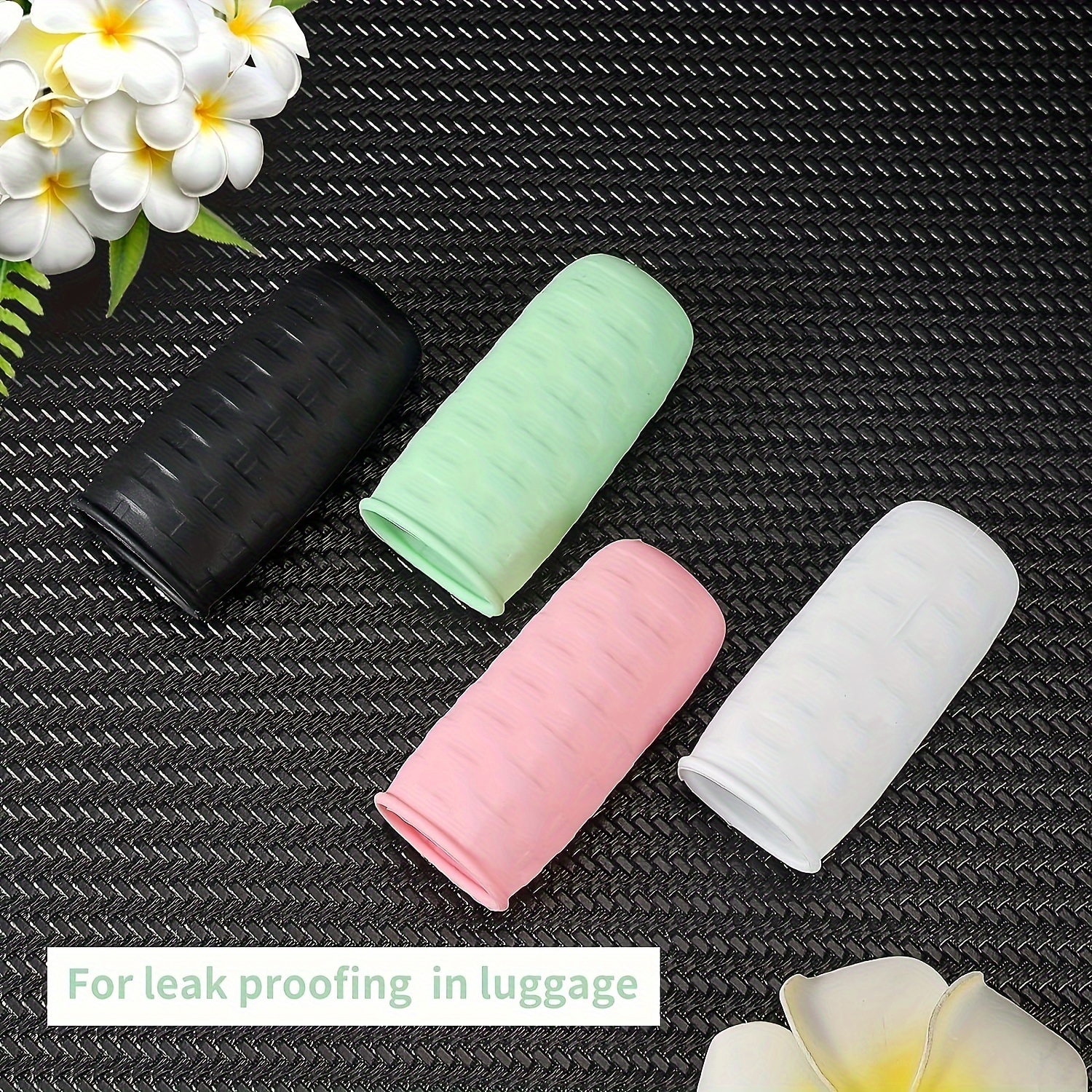 8pcs Elastic Sleeve for Leak Proofing Silicone Travel Bottle Covers Leak Proof Sleeves for Travel Container in Luggage Reusable Silione Accessory for