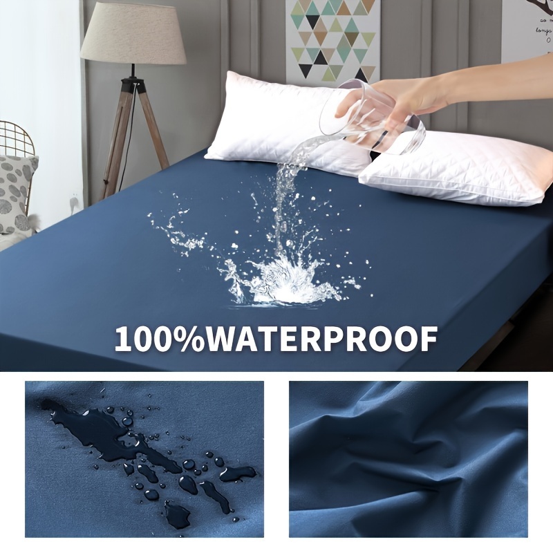 Cheap 2023 Waterproof Bed Sheet Mattress Cover Pad Solid Color Fitted Sheet  with All-Around Elastic Rubber Band Bed Sheet No Pillowcases