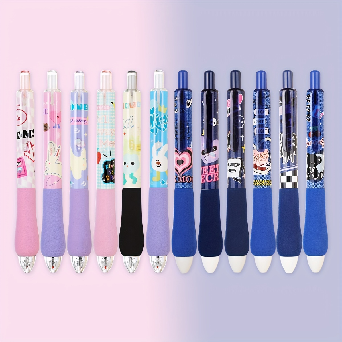 Cute Retro Style Retractable Gel Pen, Fine Tip, Black Ink Refill