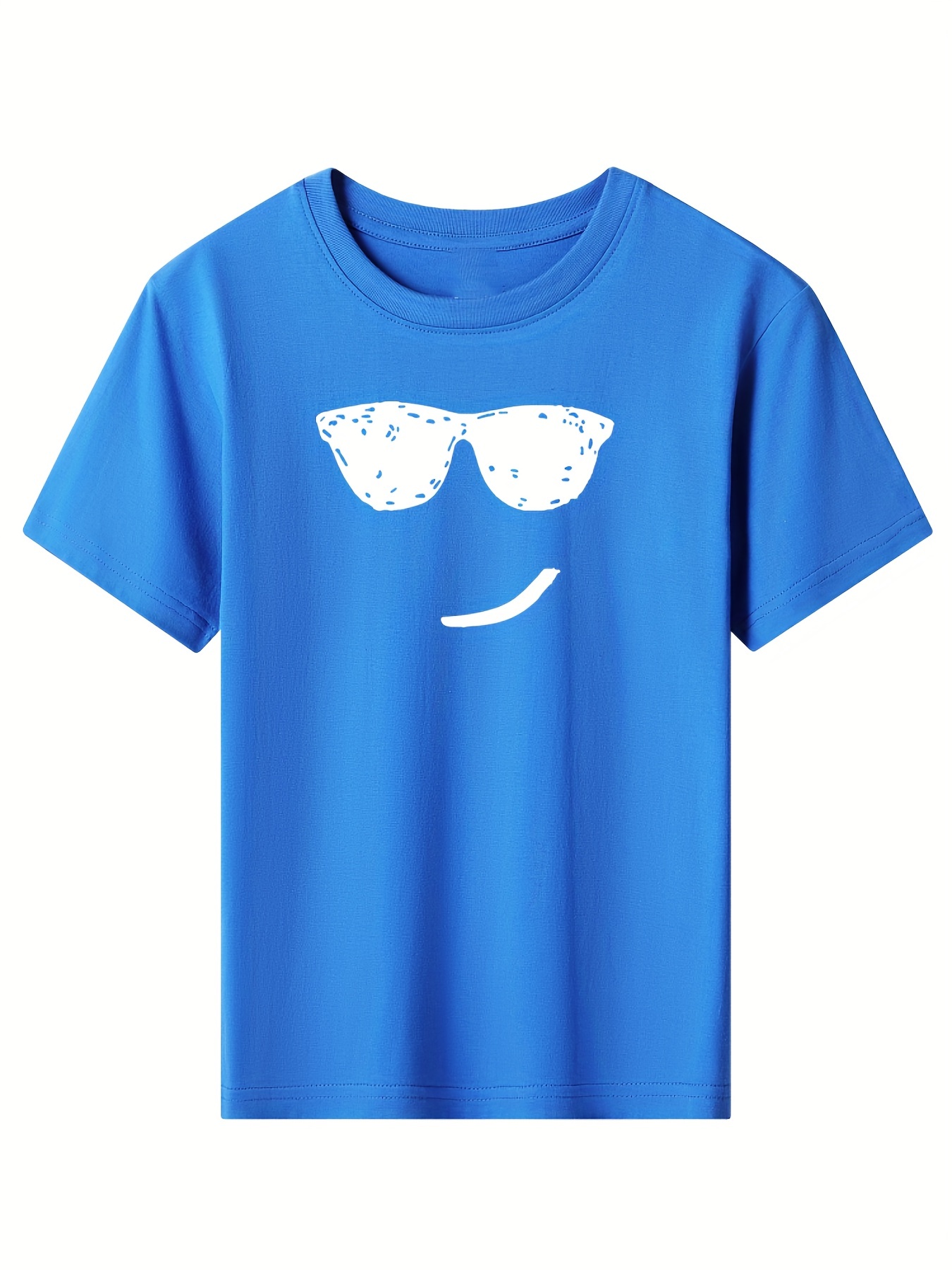 Estiloso Cartoon Face Print Boys Creative T shirt Casual - Temu