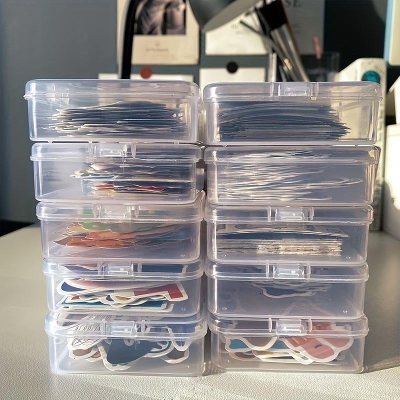 Mini Clear Storage Box Scrapbook Sticker Transparent Storage - Temu