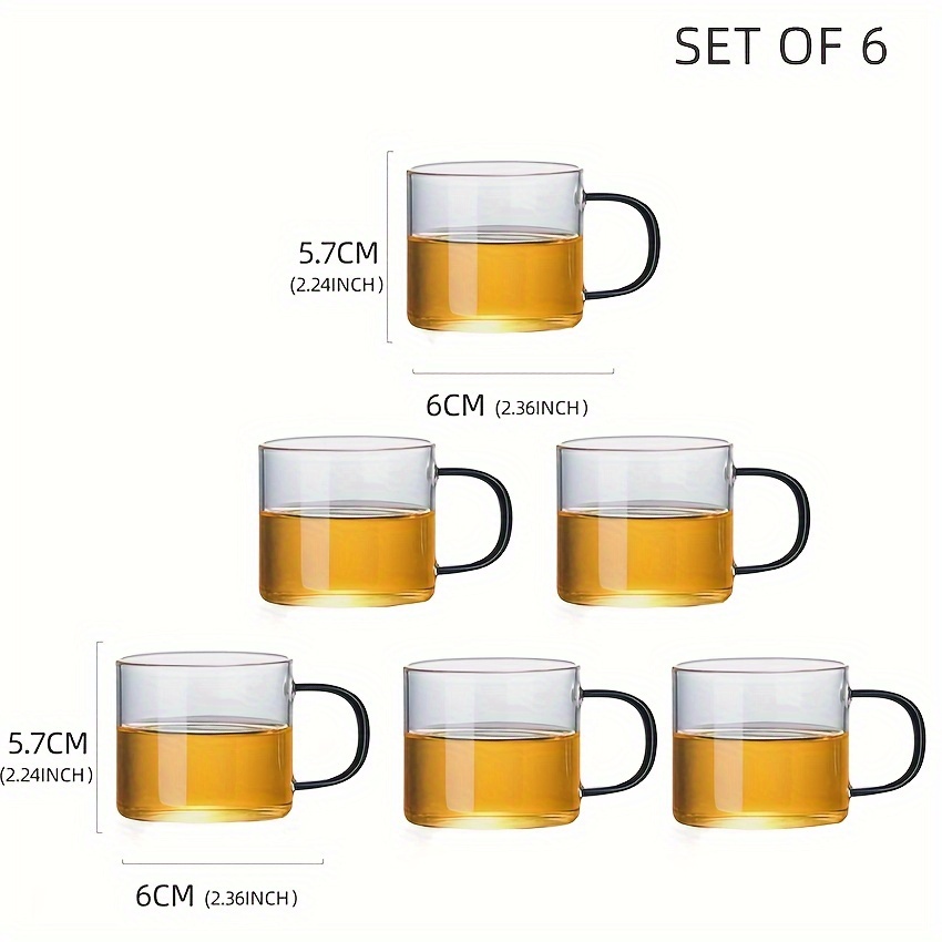 Package Of 6: 85ml/2.67oz Mini Espresso Cups With Handles, Double