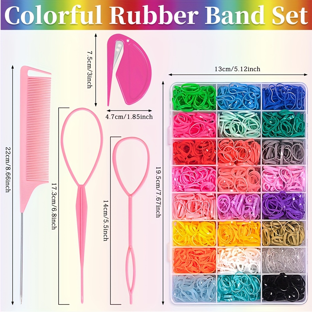 24 Color Elastic Hair Rubber Bands Hair Ties With 4 Hair - Temu