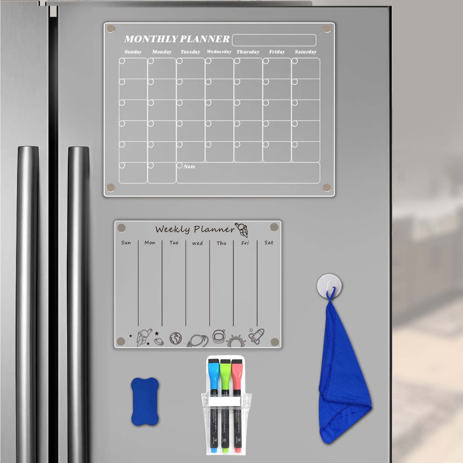 Calendrier Effaçable À Sec, Calendrier Magnétique Transparent Pour  Réfrigérateur, Tableau Blanc Acrylique Pour Réfrigérateur, Calendrier  Mensuel