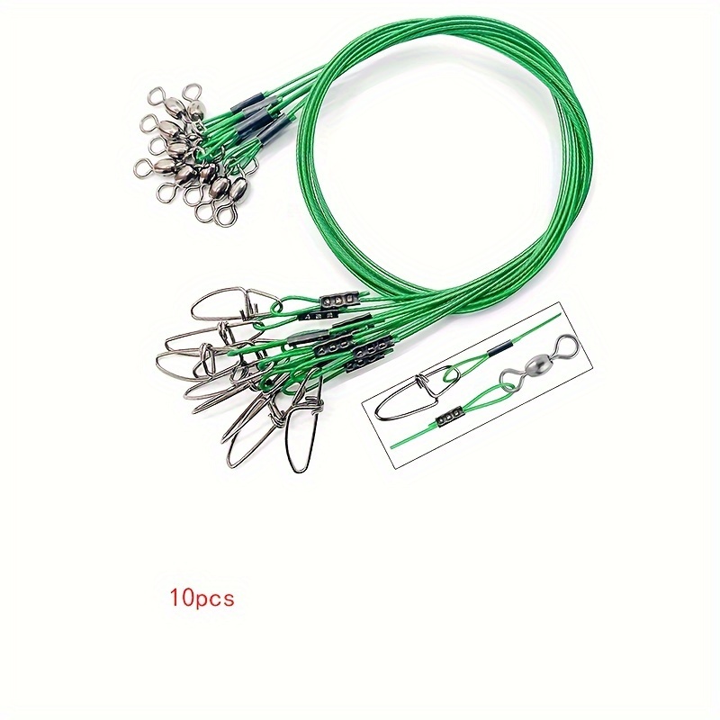 10pcs Fishing Wire Leaders Fishing Leaders with Snaps and swivels