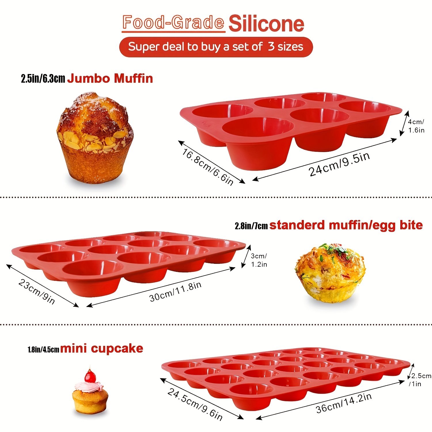 Silicone Jumbo Muffin Pan 12 Cups,Large Size, Non-Stick Muffin Molds for  Baking,Muffin Tray, Food-Grade Muffin Tins, BPA Free