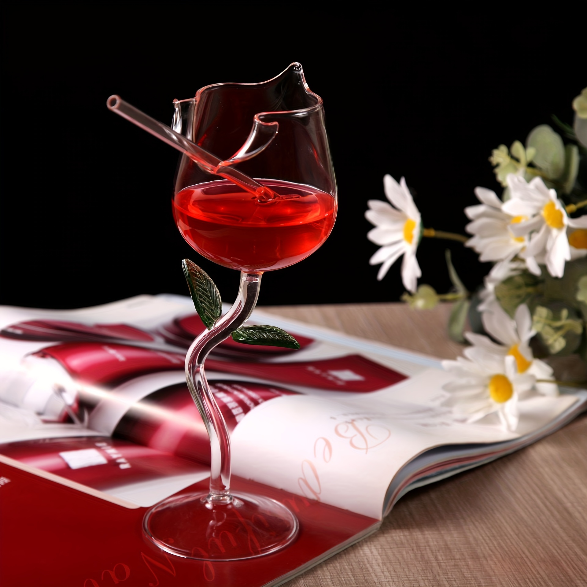 1pc Rosa Dentro Bicchiere Vino Bicchiere Champagne 3d Calice - Temu Italy