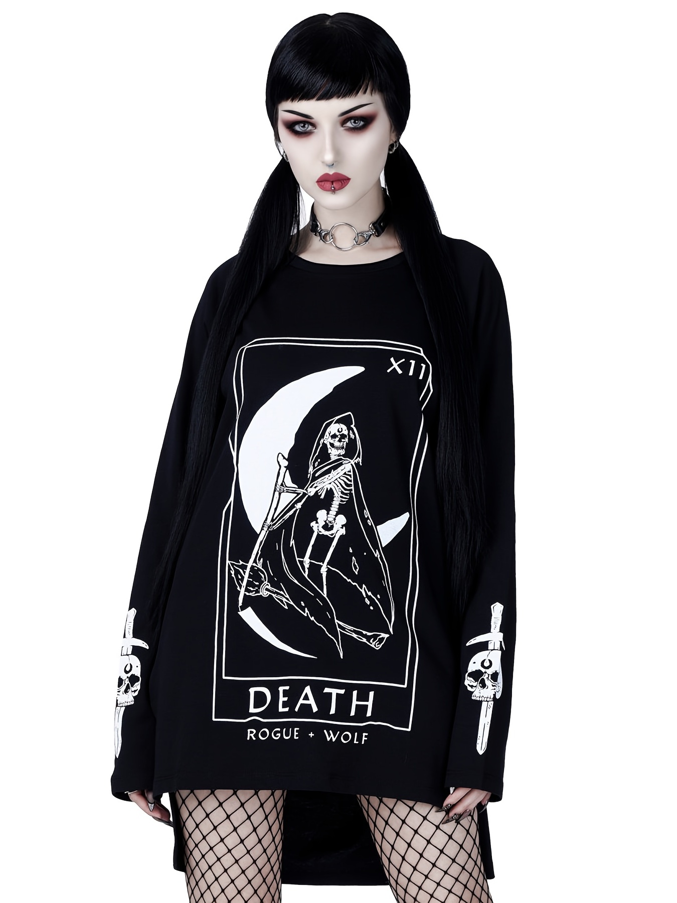 Gothic Graphic Print Drawstring Hooded Dress Casual Long - Temu Canada