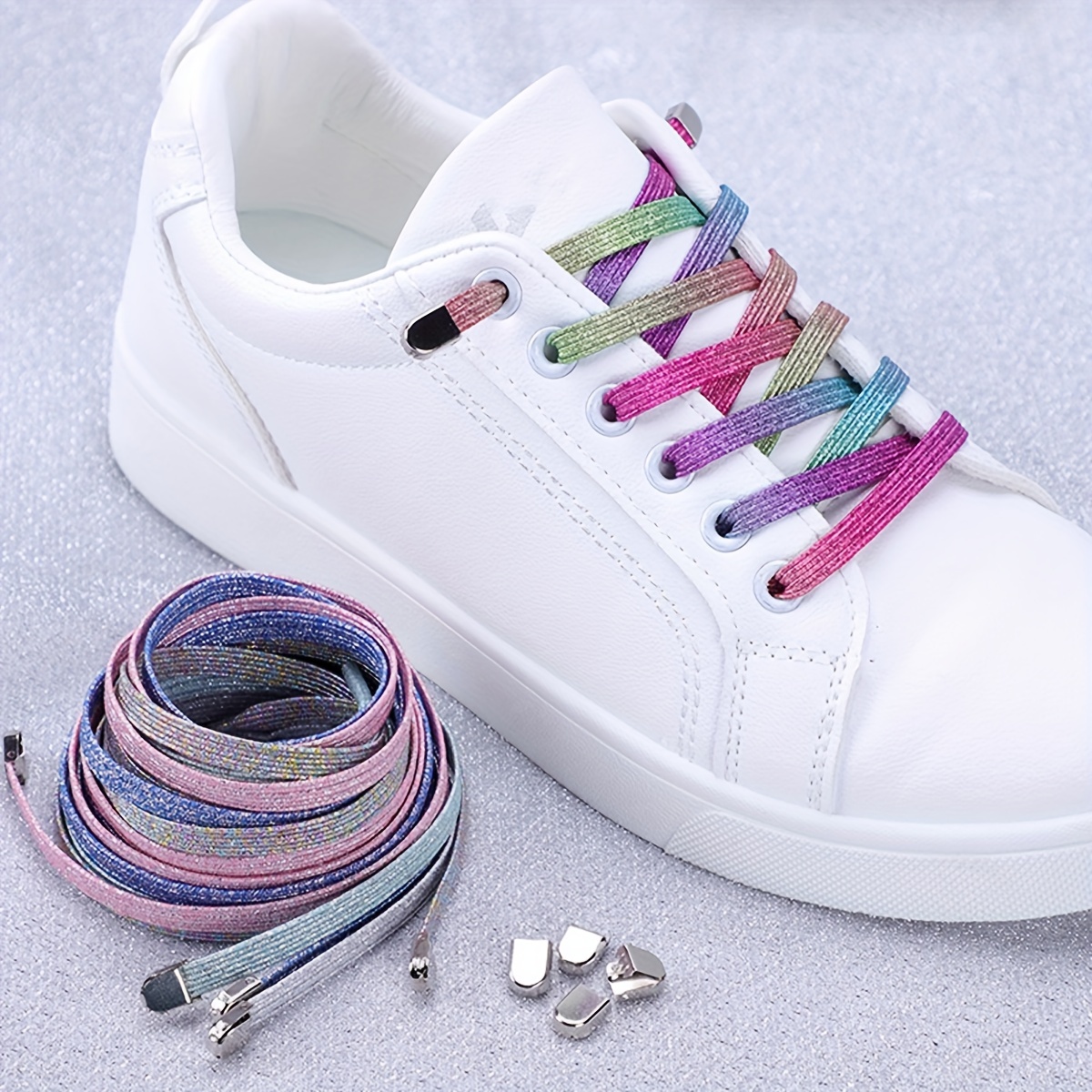 Lacets élastiques pour chaussures, 1 paire, sans attache, pour baskets,  pour enfants et adultes, lacets rapides, adaptés à toutes les chaussures