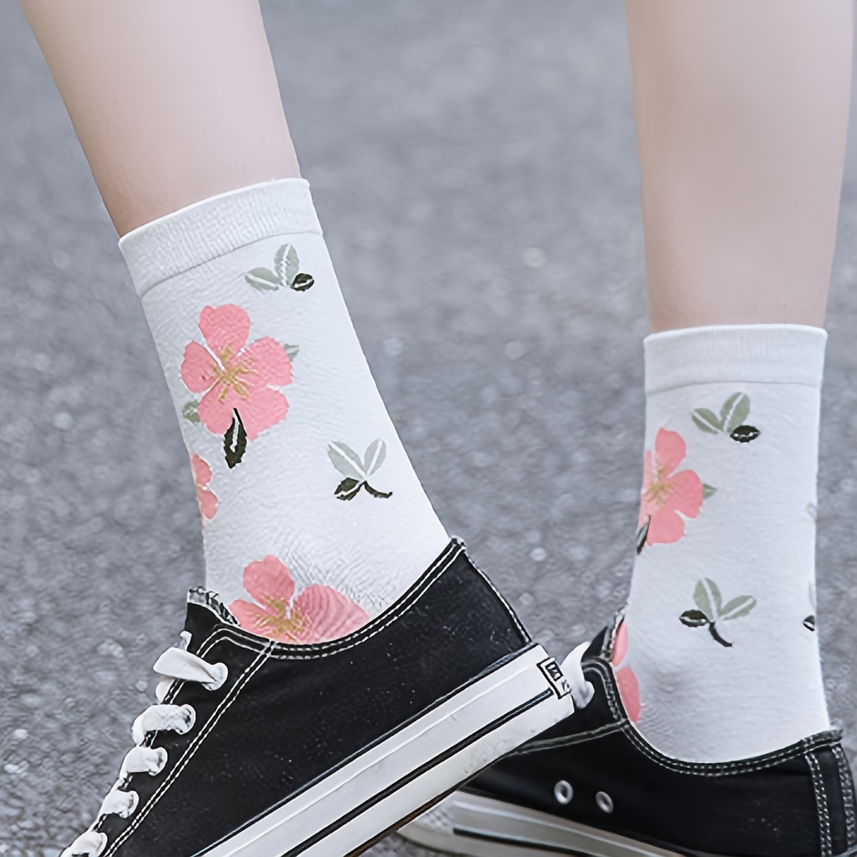 Big Flower Design Cotton Socks 