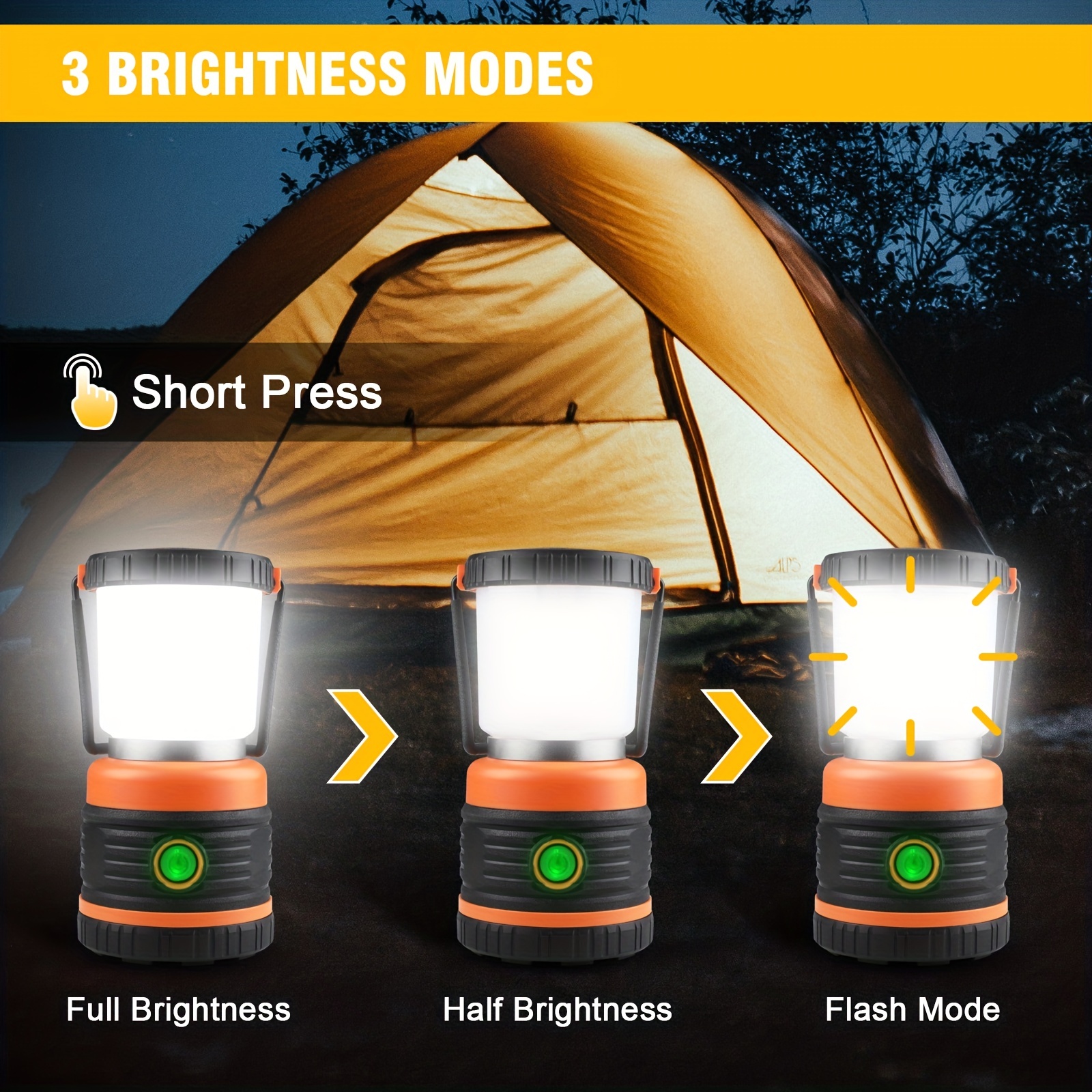 LED Camping Lantern, Rechargeable & Portable Tent Light, 300LM,3