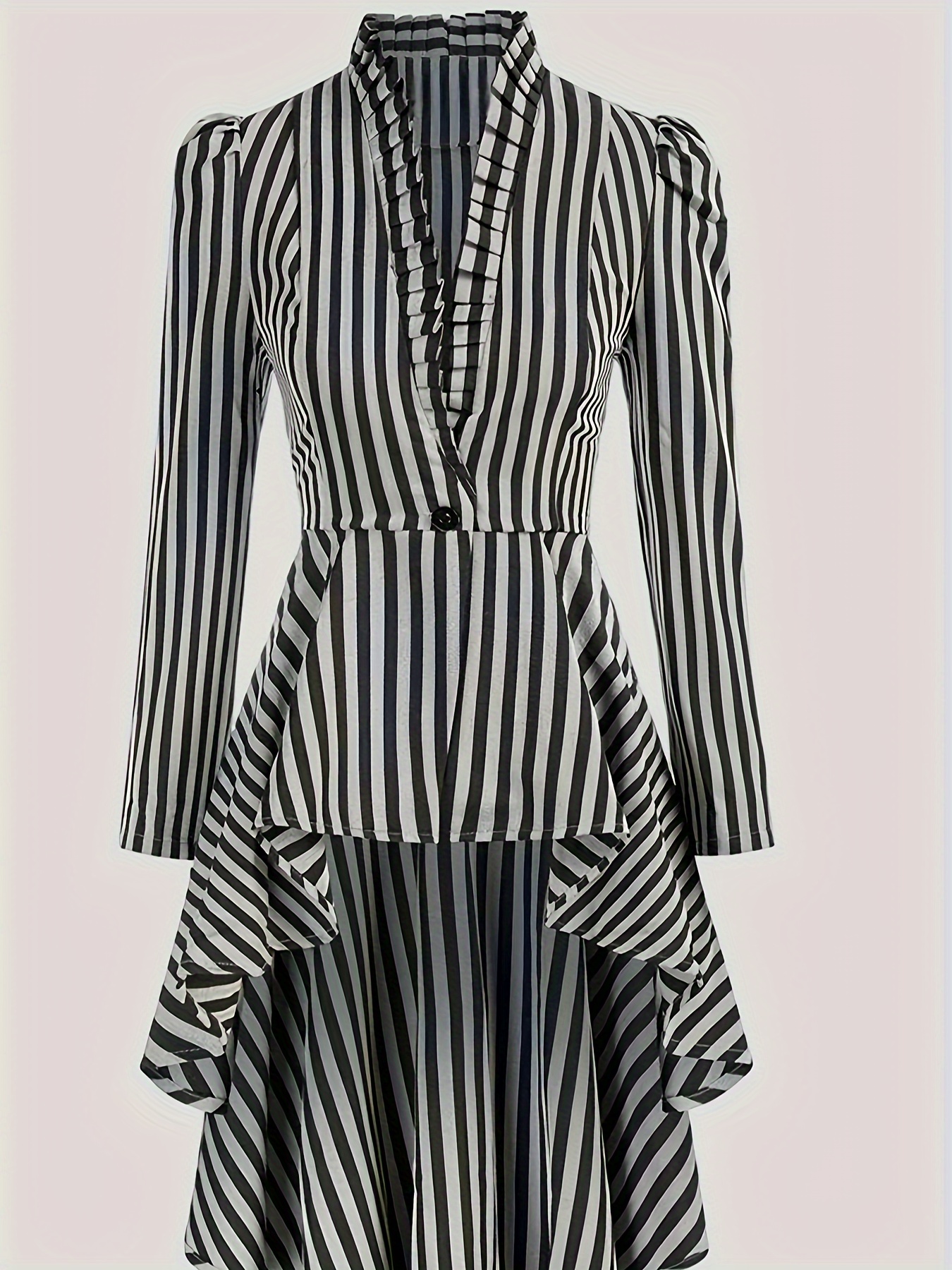 Striped Print Single Breasted Jacket Vintage Asymmetrical - Temu 