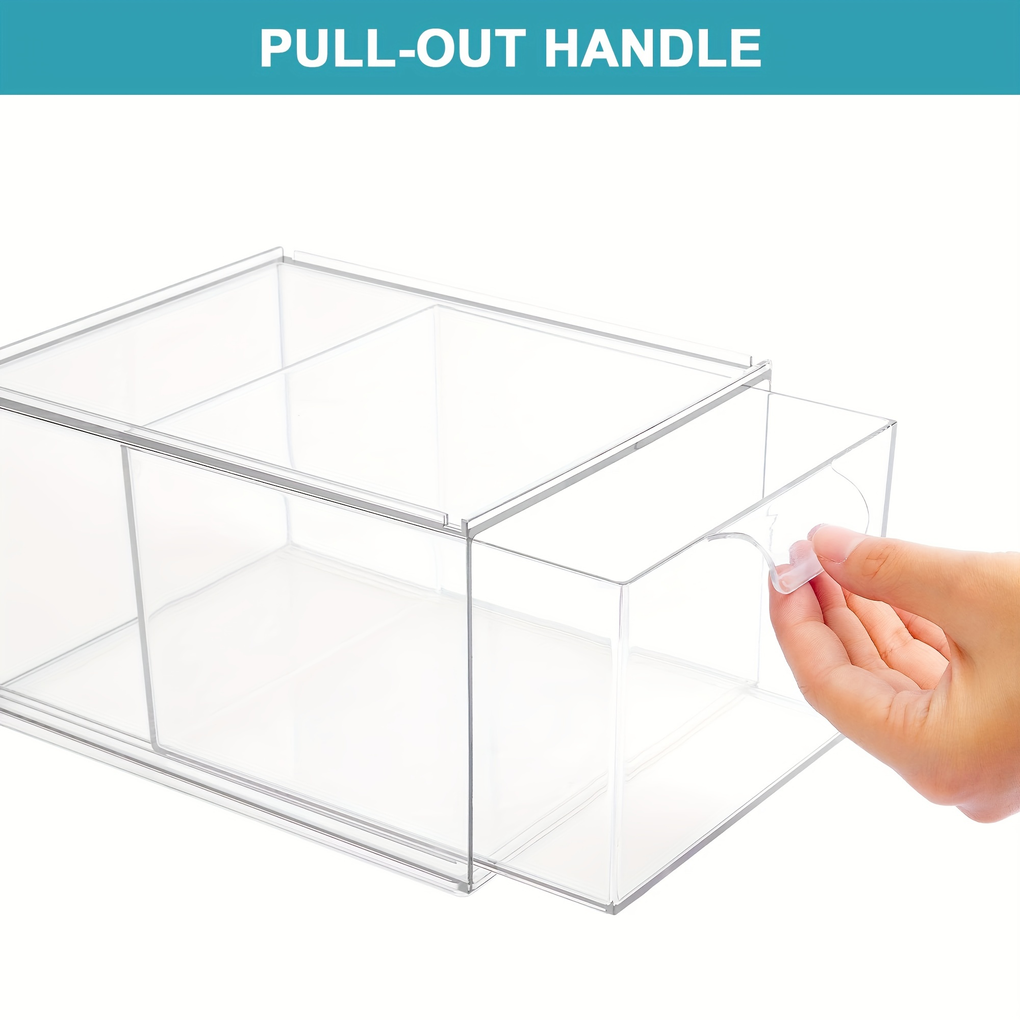 Clear Plastic Stackable Closet Storage Organizer With Pull - Temu