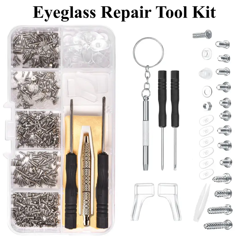 500pcs/Box Eyeglass Repair Kits, Glasses Repair Tools Assortment Kit Comes  With Of Micro Glasses Screws, Silicone Nose Pads, Screwdriver, Tweezers, Sc