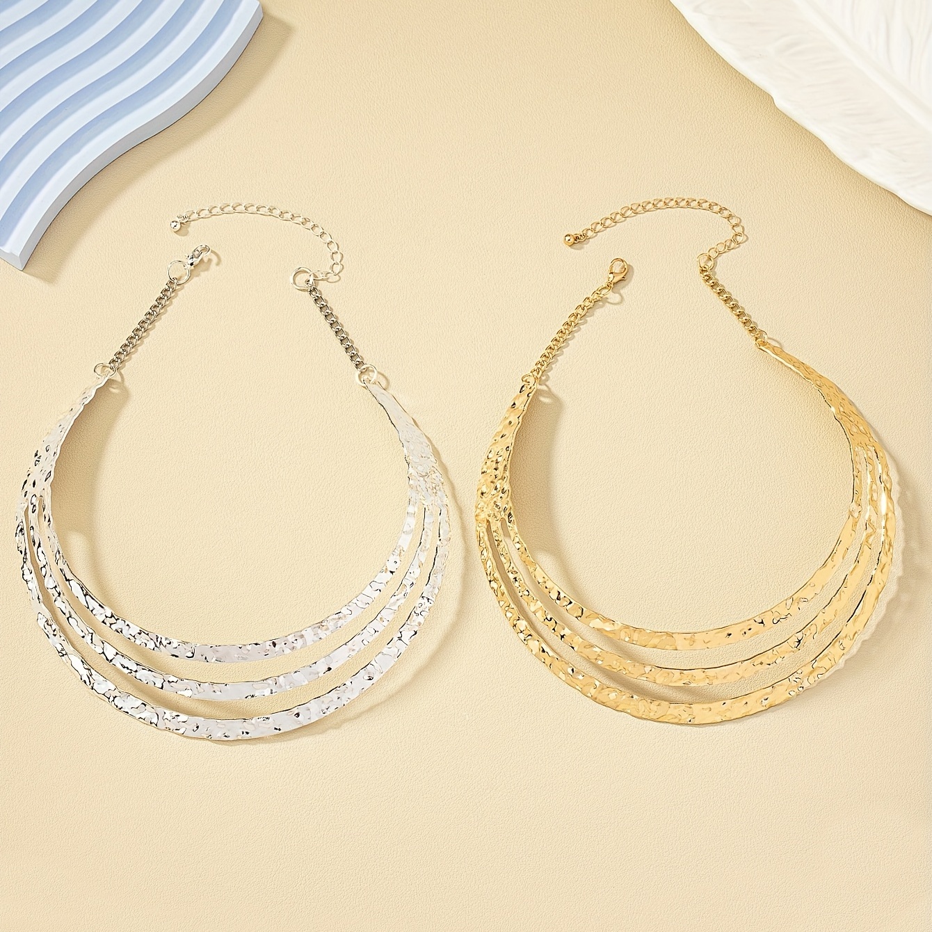 Exaggerated 14K Plated Alloy Minimalist Style Collar Necklace