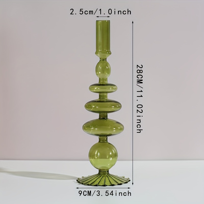Image of Creative And Minimalist Glass Candle Holder Vase Handicraft Instagram Popular Art Living Room, Dining Table Decoration With Dried Flowers