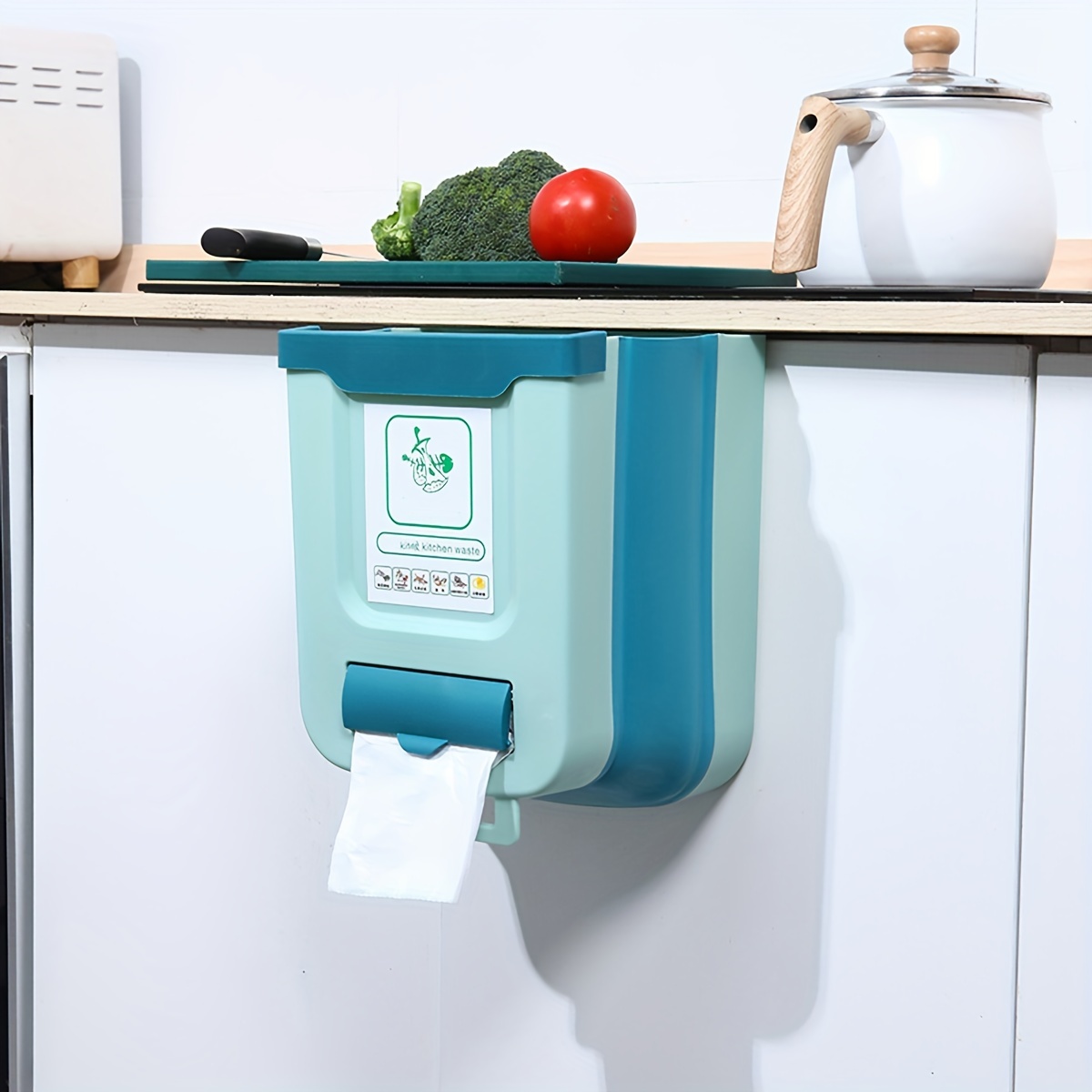 Foldable Trash Wall mounted Kitchen Waste Bin Cabinet Door - Temu