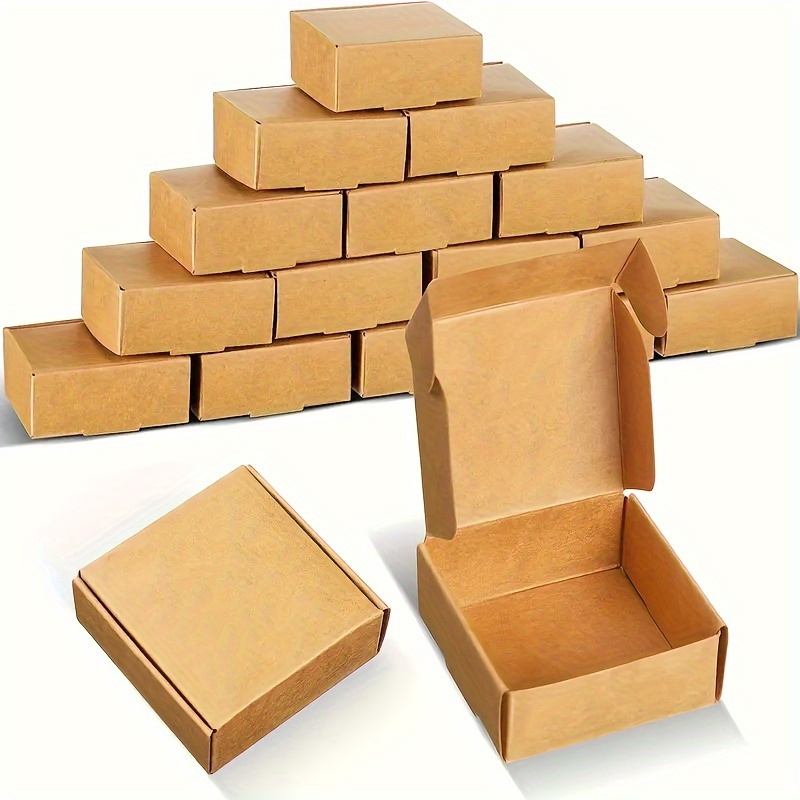 

20/40pcs Mini Cardboard Boxes, 2.36"x 2.36" X 1.18" Jewelry Valentine's Day Gift Kraft Treat Boxes, Party Favors Ring Earrings Candy Crafts Package Display Storage Small Business Supplies