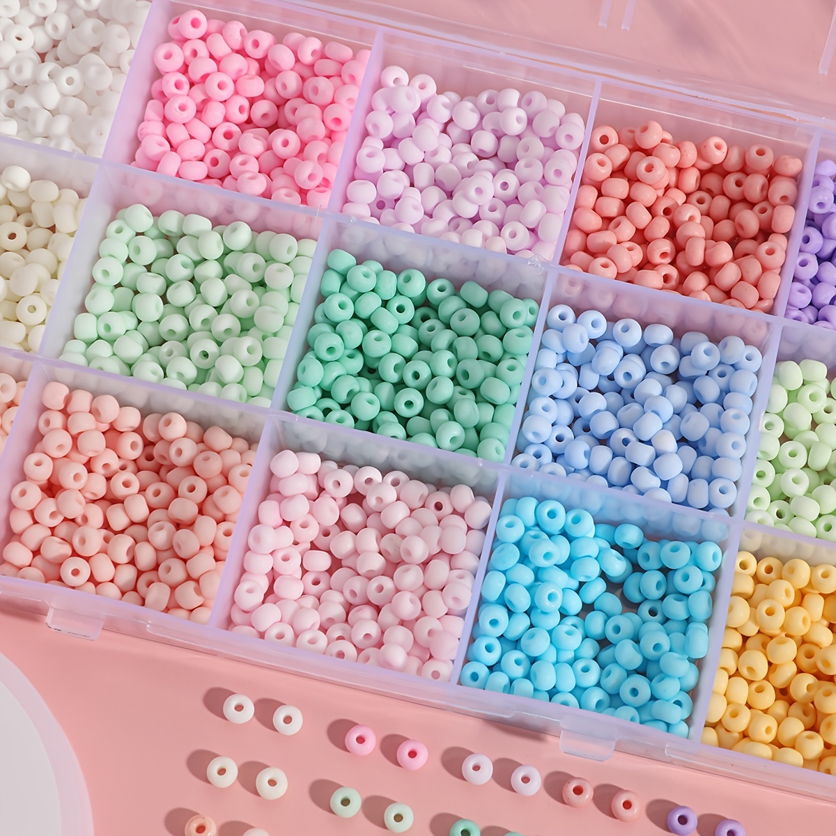 Colorful Pony Beads Kit 15 Colors Macaron Color Series Box - Temu