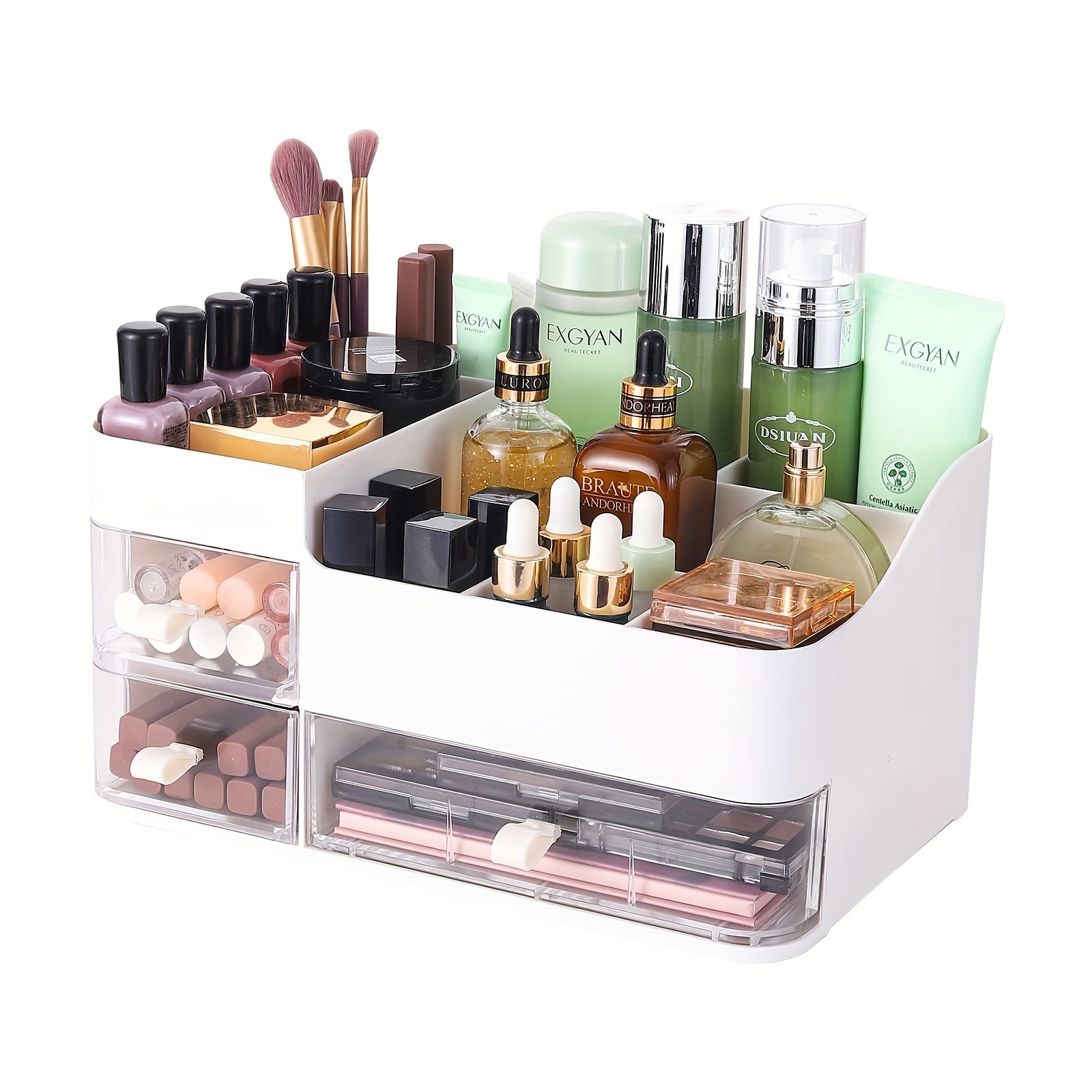 Organizador de maquillaje grande con cajón, cepillo para lápiz labial, caja  de almacenamiento de maquillaje, organizador de cosméticos, organizador de