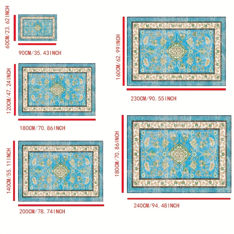 Boho Vintage Area Rug Persian Anti fatigue Kitchen Mat Blue - Temu