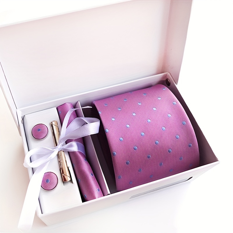 Men's Polka Dot Formal Tie Set with Accessories