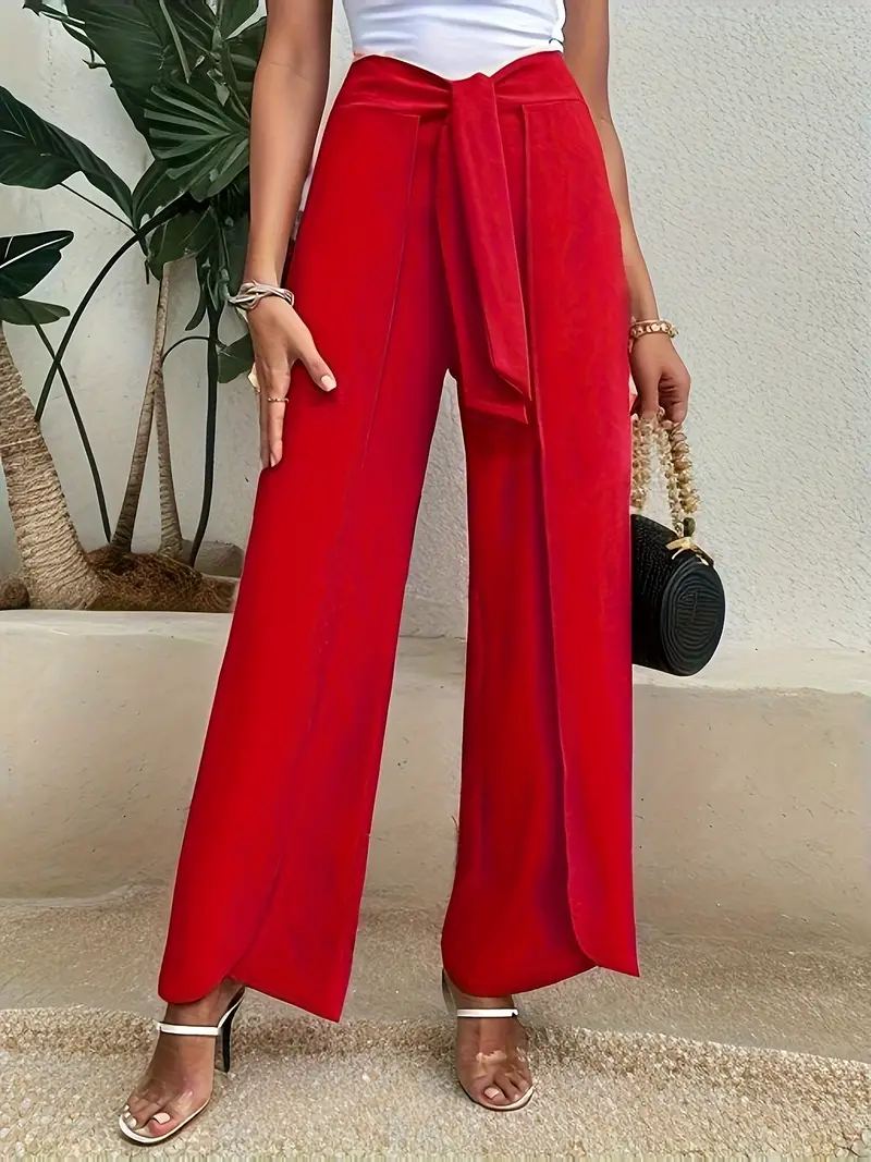 Solid Color Pants, Trousers, Women's Wide Leg Wrap Casual Spring Summer Women's Clothing Loose Pants