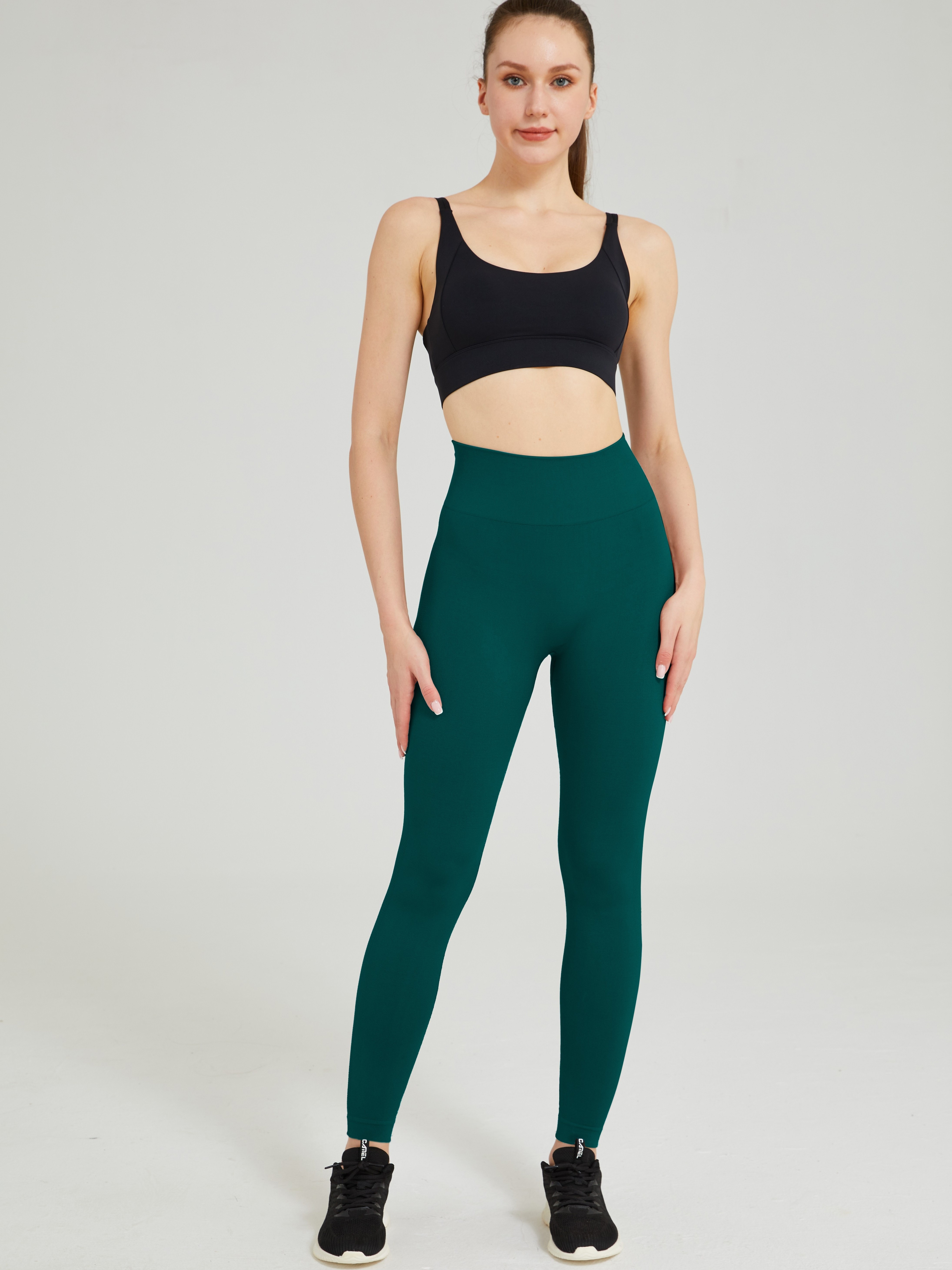 Pantalones De Yoga De Color Sólido, Leggings Deportivos De Alta Elasticidad  Para Correr Y Hacer Ejercicio, Ropa Deportiva Para Mujeres