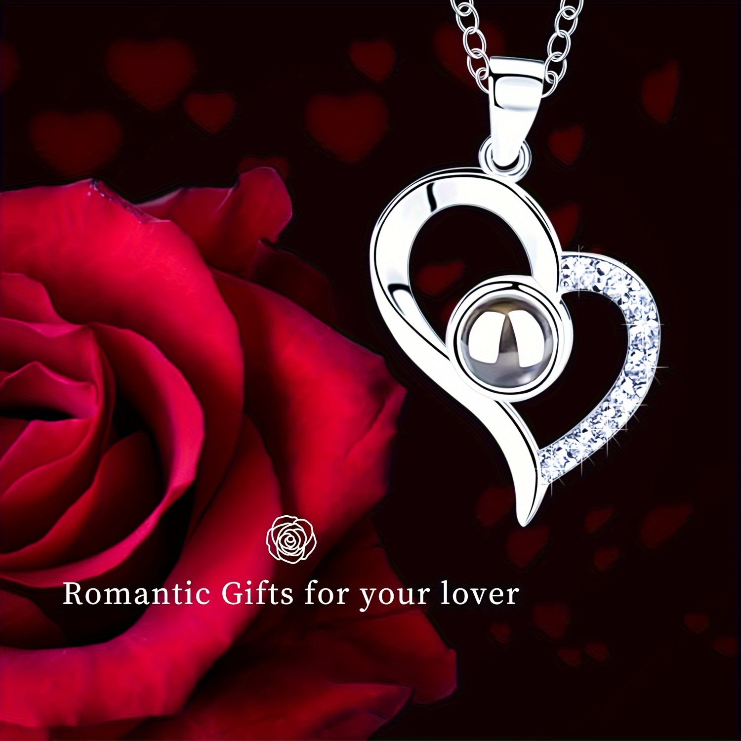 I Love You Necklace With Red Rose - Romantic Gifts For Her Wife