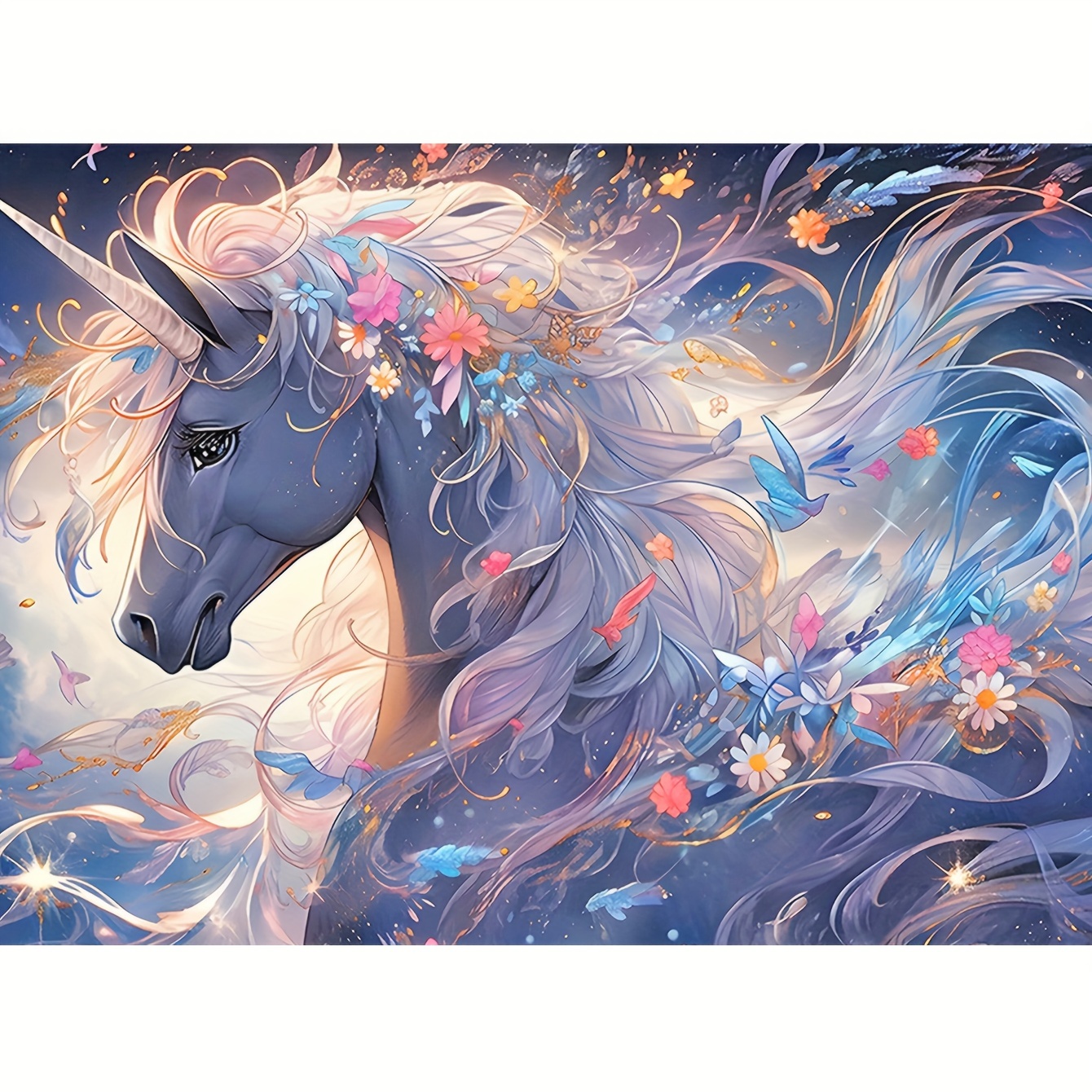

1pc 30x40cm/11.8x15.7in 5d Diy Artificial Diamond Painting Unicorn Diamond Painting For Living Room Bedroom Decoration