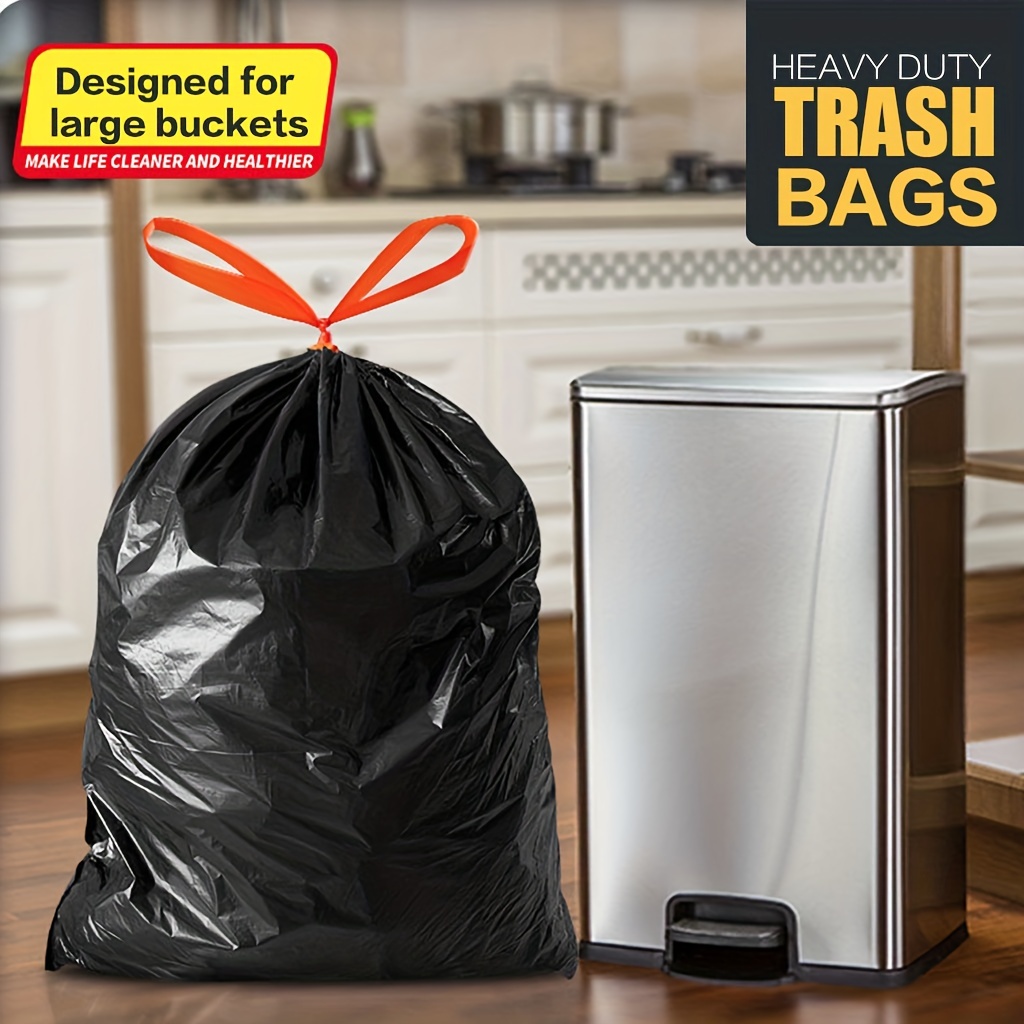 Drawstring Garbage Bag, Heavy Duty Disposable Garbage Bag, Large Trash Bag,  Household Drawstring Waste Bag, Trash Bag, Rubbish Bag, Multipurpose Garbage  Bag, For Home, Office, Cleaning Supplies, Household Gadgets, Ready For  School 