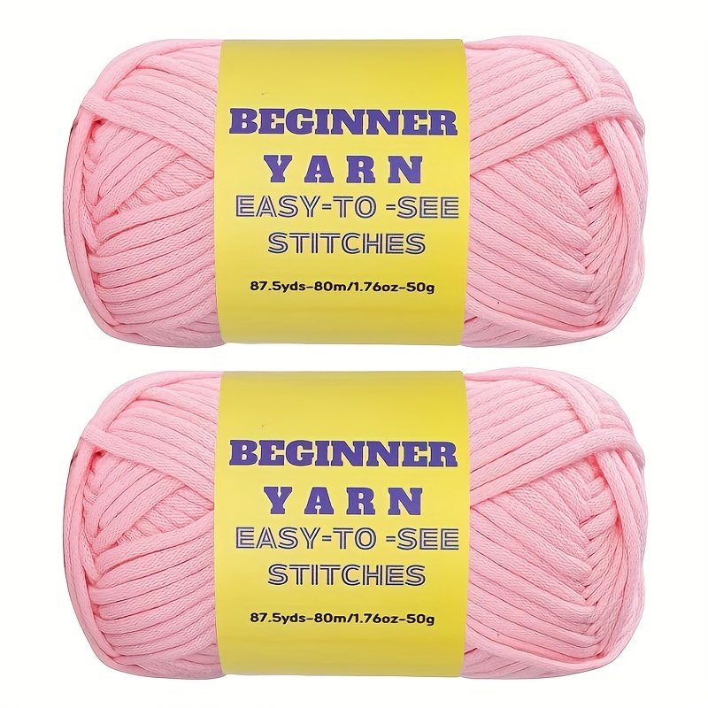 3 Pack Beginners Crochet Yarn, Pink Cotton Yarn for Crocheting Knitting  Beginners, Easy-to-See Stitches, Chunky Thick Bulky Cotton Soft Yarn for