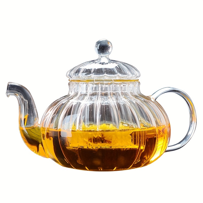 High Borosilicate Glass Teapot, High Temperature Resistant Pumpkin Striped Kettle  Tea Set With Filter Creative Small Gift Holiday Accessories - Temu