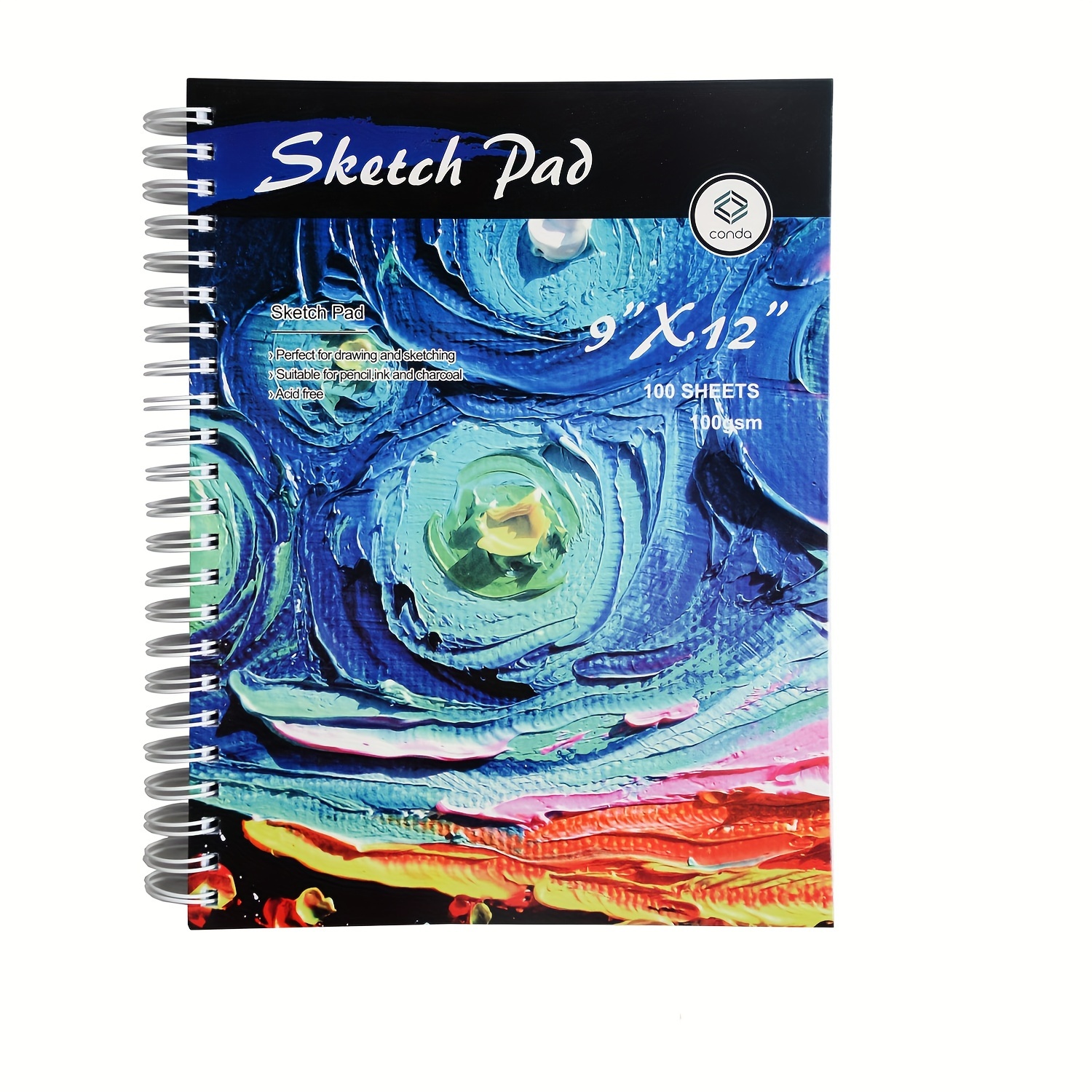 U.S. Art Supply 9 x 12 Top Spiral Bound Sketch Book Pad, Pack of 2, 100  Sheets Each, 60lb (100gsm) - Artist Sketching Drawing Pad, Acid-Free -  Graphite Colored Pencils, Charcoal 