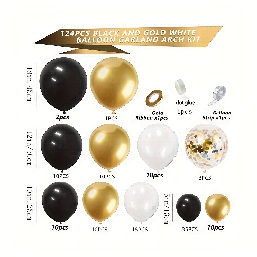 Black Gold White Confetti Latex Balloon Arch Garland For - Temu United Arab  Emirates
