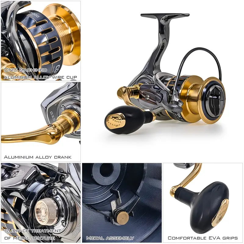 LEOFISHING Spinning Reel - 13+1 BB, Lightweight, Ultra Smooth, CNC Line  Management, Graphite Frame - Ideal for Saltwater and Freshwater Fishing